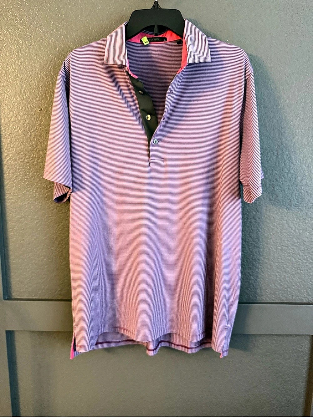 GREYSON • men’s Saranac Stripe Polo purple Size Large golf shorts sleeve